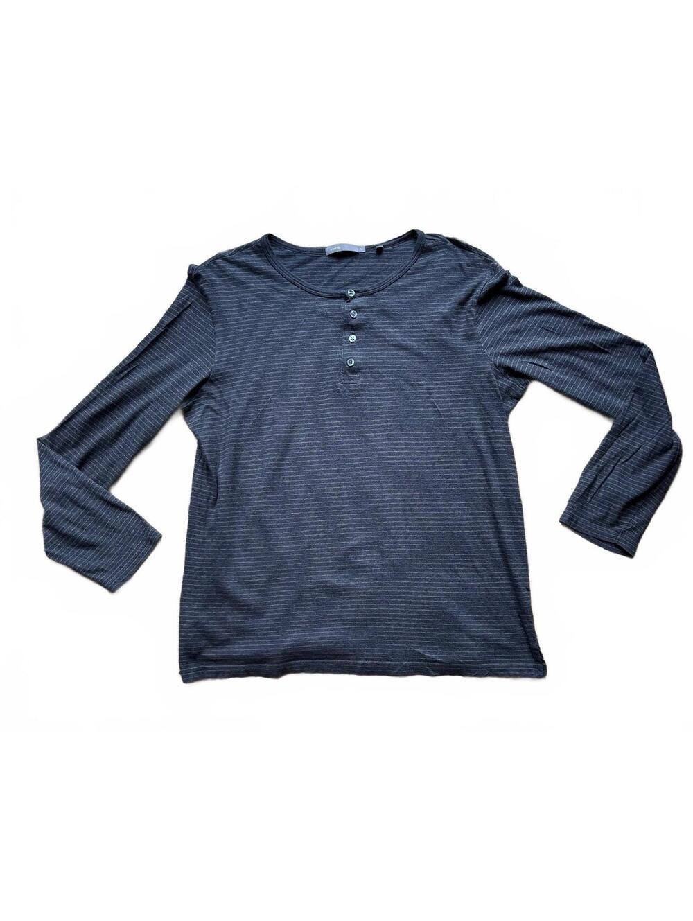 VTG VINCE Striped Henley Quiet Luxury Top Size L